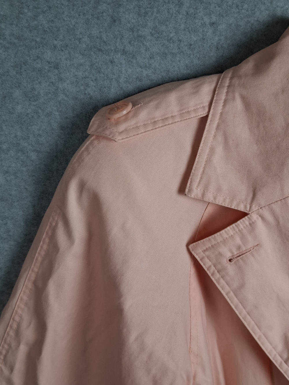 Vtg The Jack Set Trench Coat S Peach Double Breasted Belted 80s Rain Jacket Wmns - Picture 2 of 15